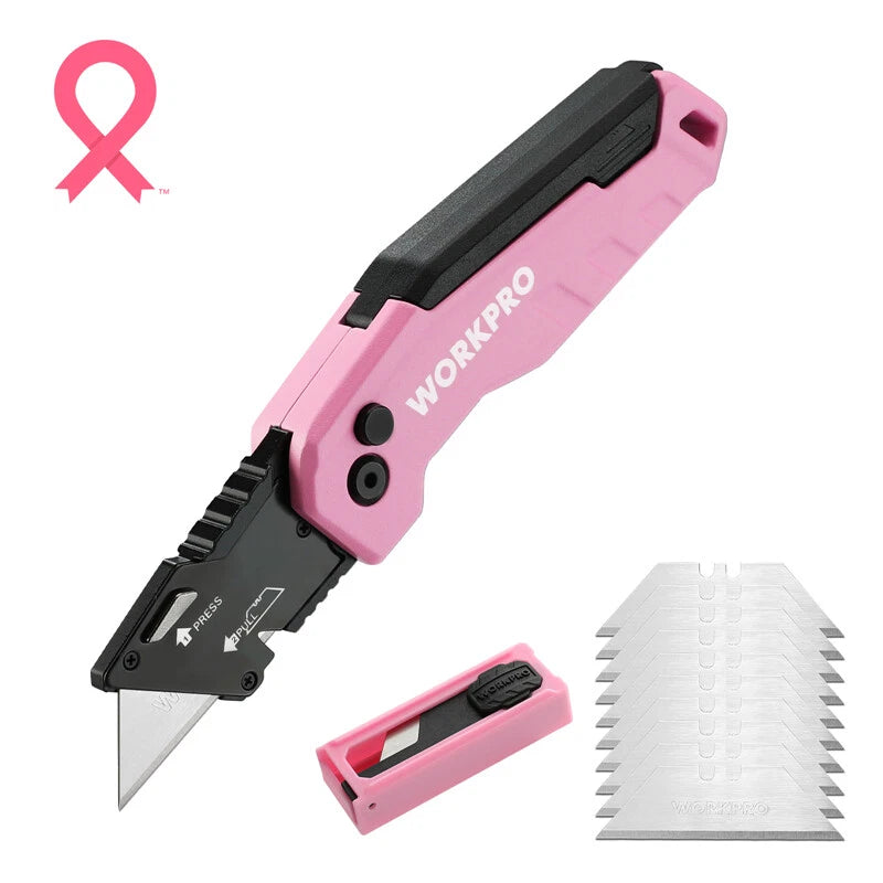 Workpro Compact Folding Utility Knife Box Cutter Quick Change Blade