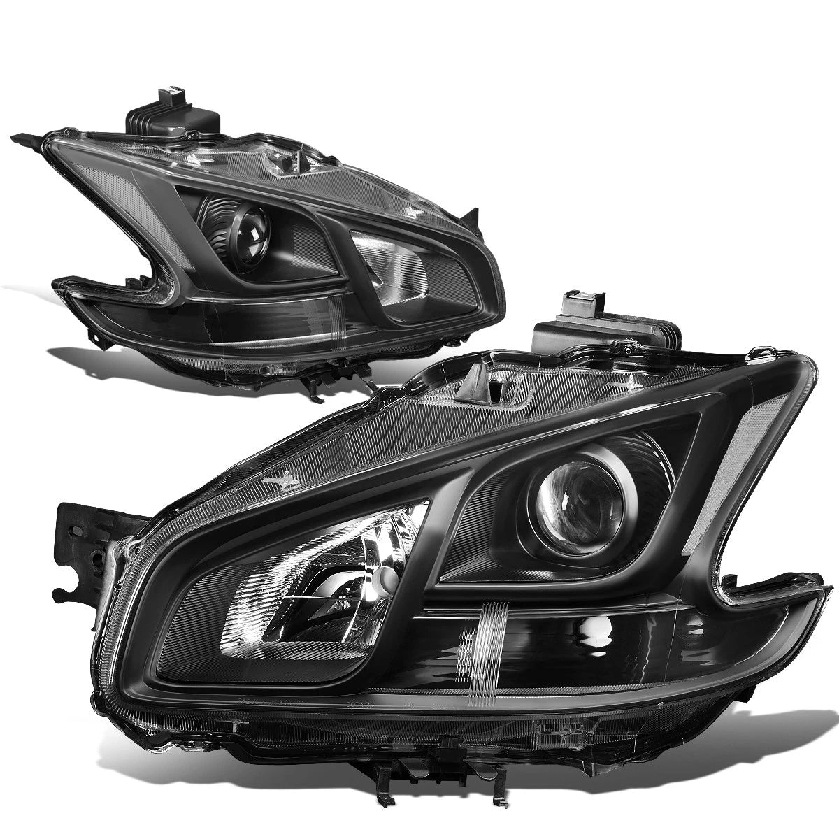 Fit 09-14 Nissan Maxima Pair Black Housing Clear | Built Supply Co