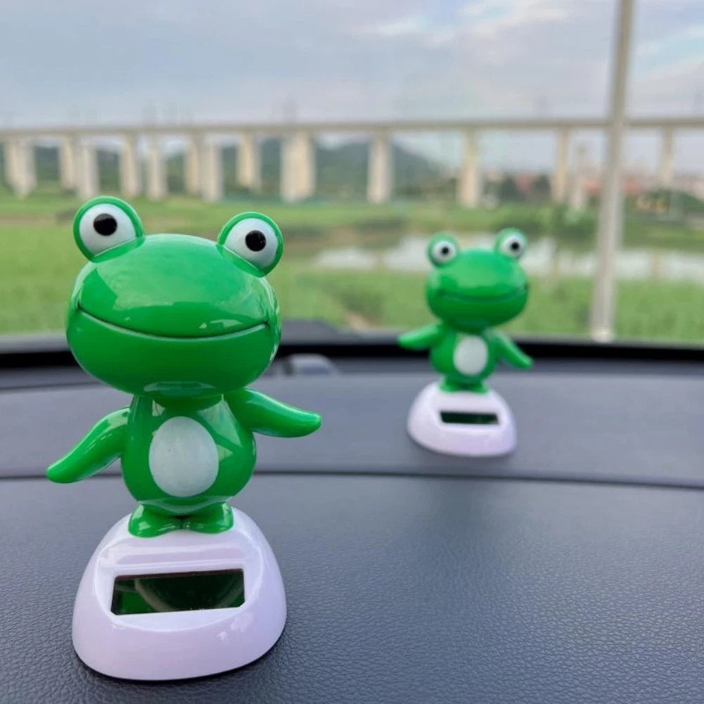 Solar Powered Dancing Frog Car Dashboard Decoration Funny Head