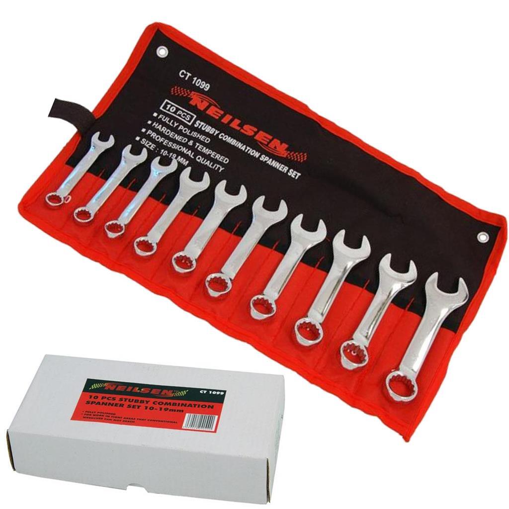 Neilsen 10pc Stubby Metric Combination Spanner Set