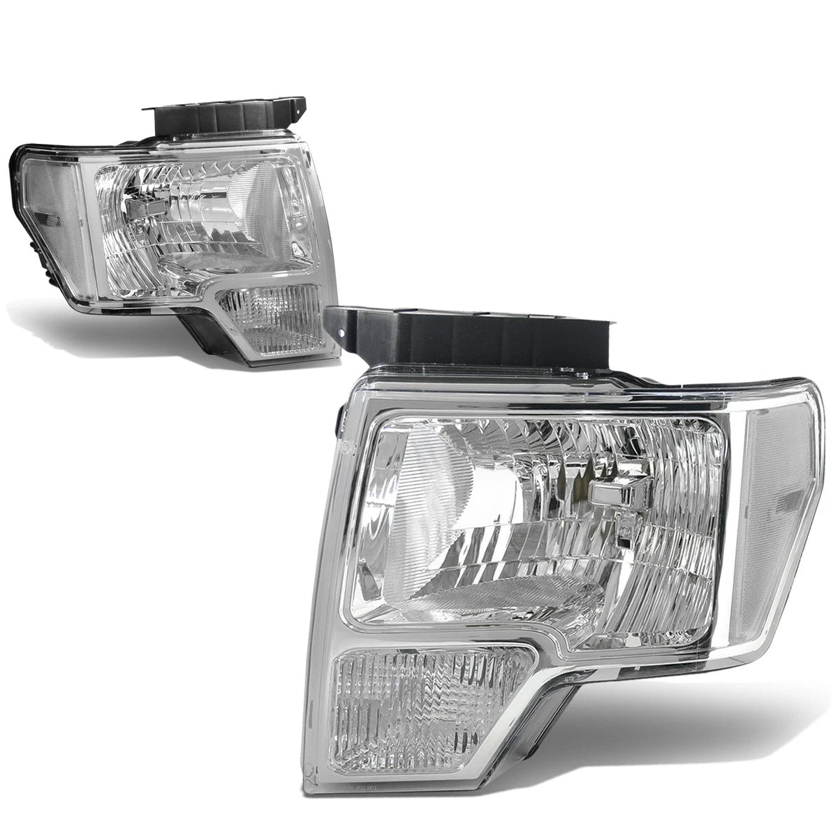 Fit 09-14 Ford F150 Pair Chrome Housing Clear Side | Built Supply Co