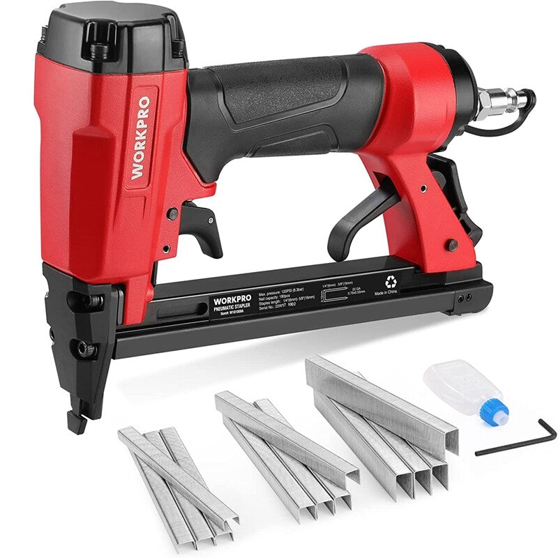 WORKPRO Pneumatic Staple Gun 22 Gauge Upholstery Stapler by WORKPRO