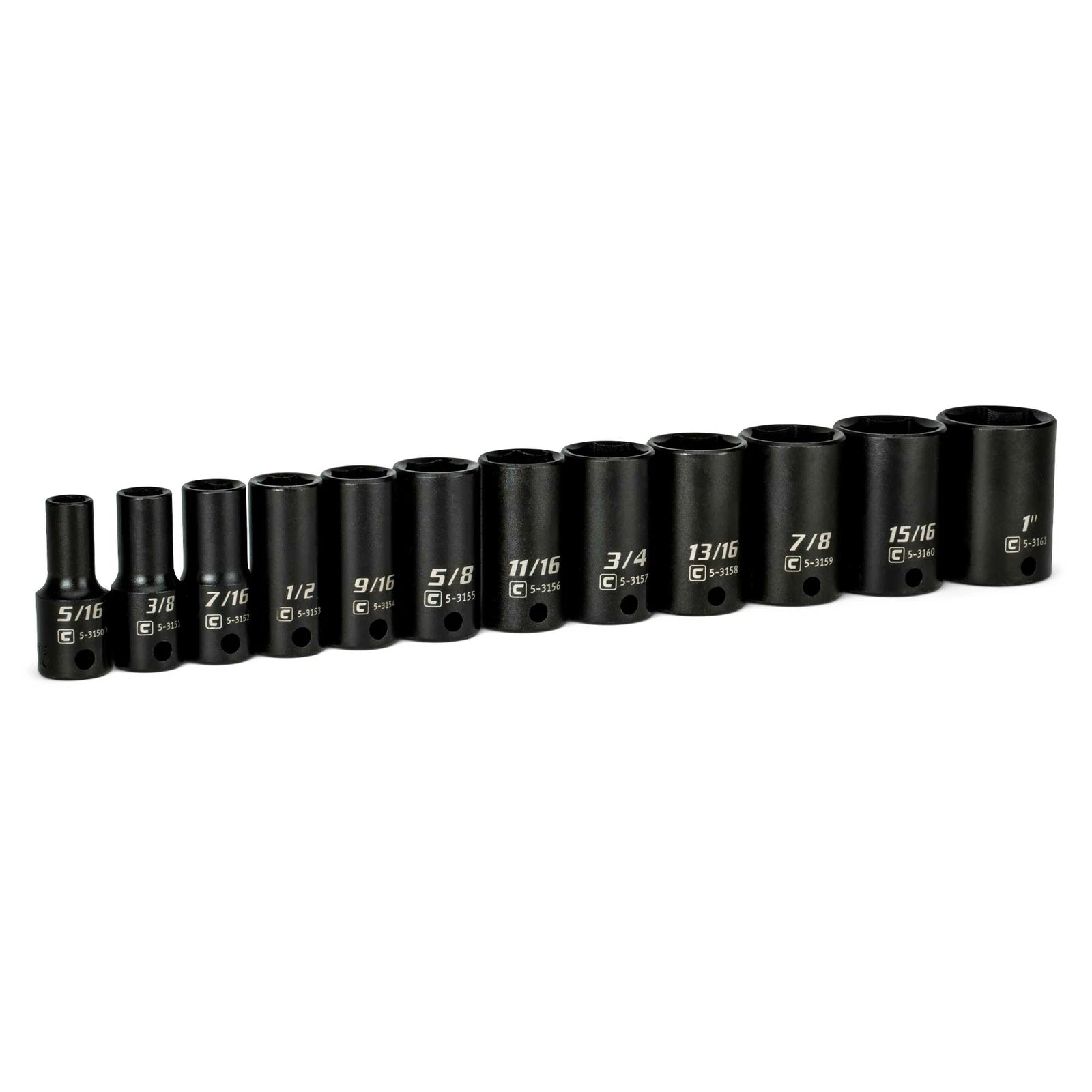 Capri Tools 3/8 In. Drive Semi-deep Impact Socket Set, 6-point, Sae,