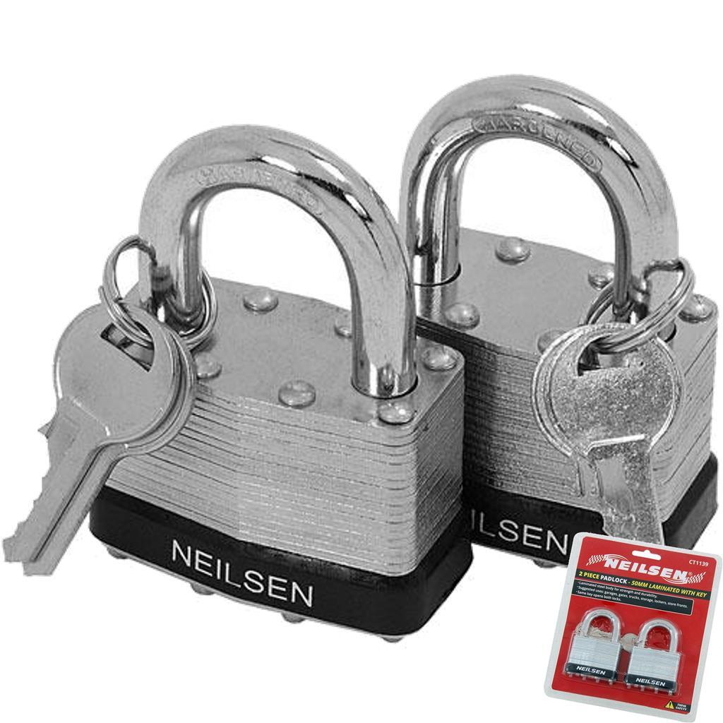 Neilsen 2pc Laminated Security Padlock Steel Shackle by Neilsen