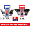 WORKPRO 8PCS Flex Head Ratcheting Wrench Set SAE/Metric Anti-slip Rack