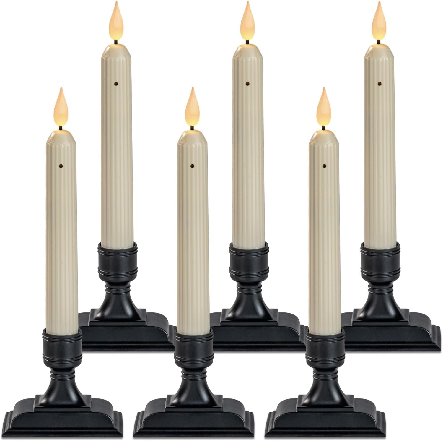 6 Pcs Window Candles with Sensor Dusk to Dawn, Ivory Electric Window