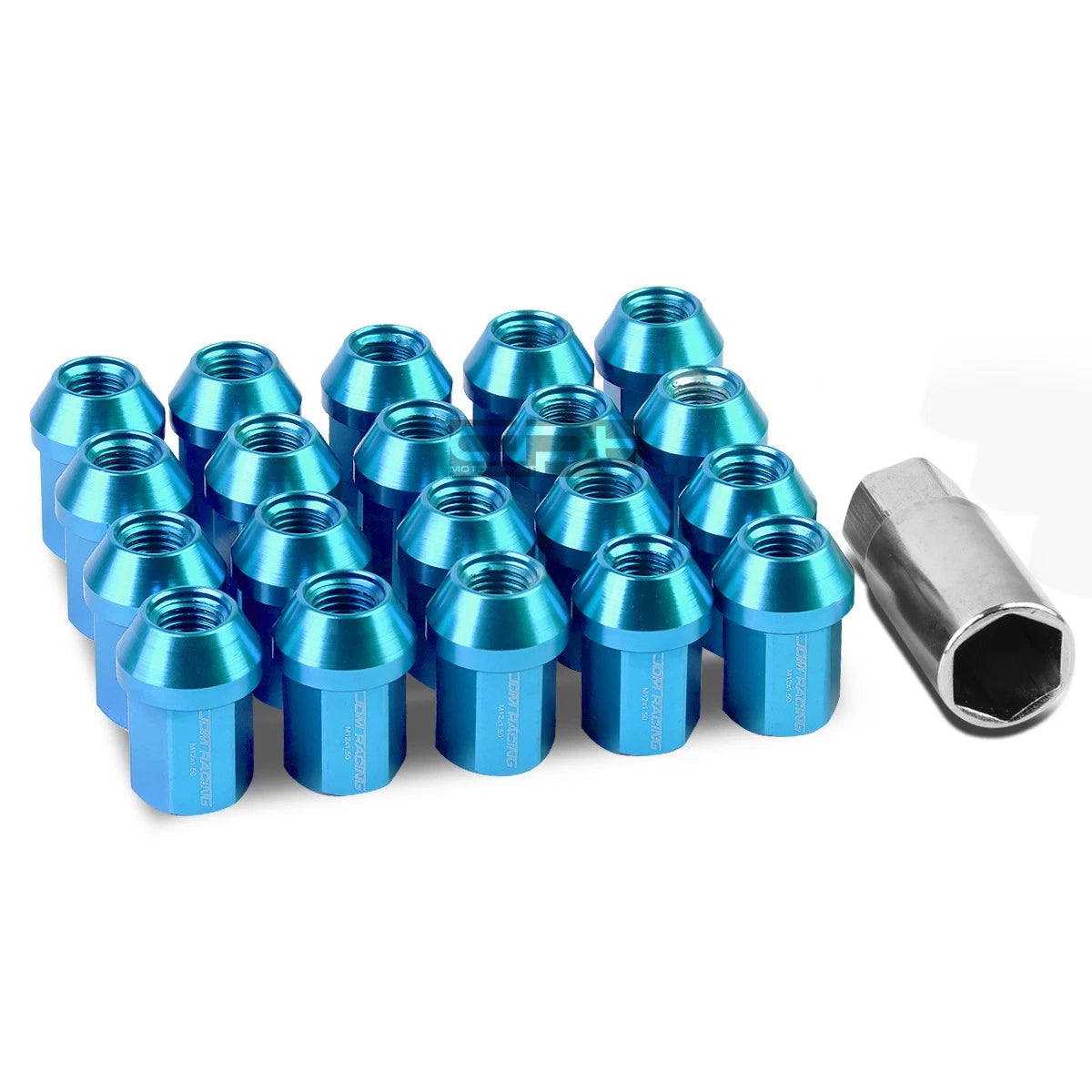 20 Closed End M12x1.5 35mm Tall 25mm Od Sky Blue Aluminum Jdm Lug