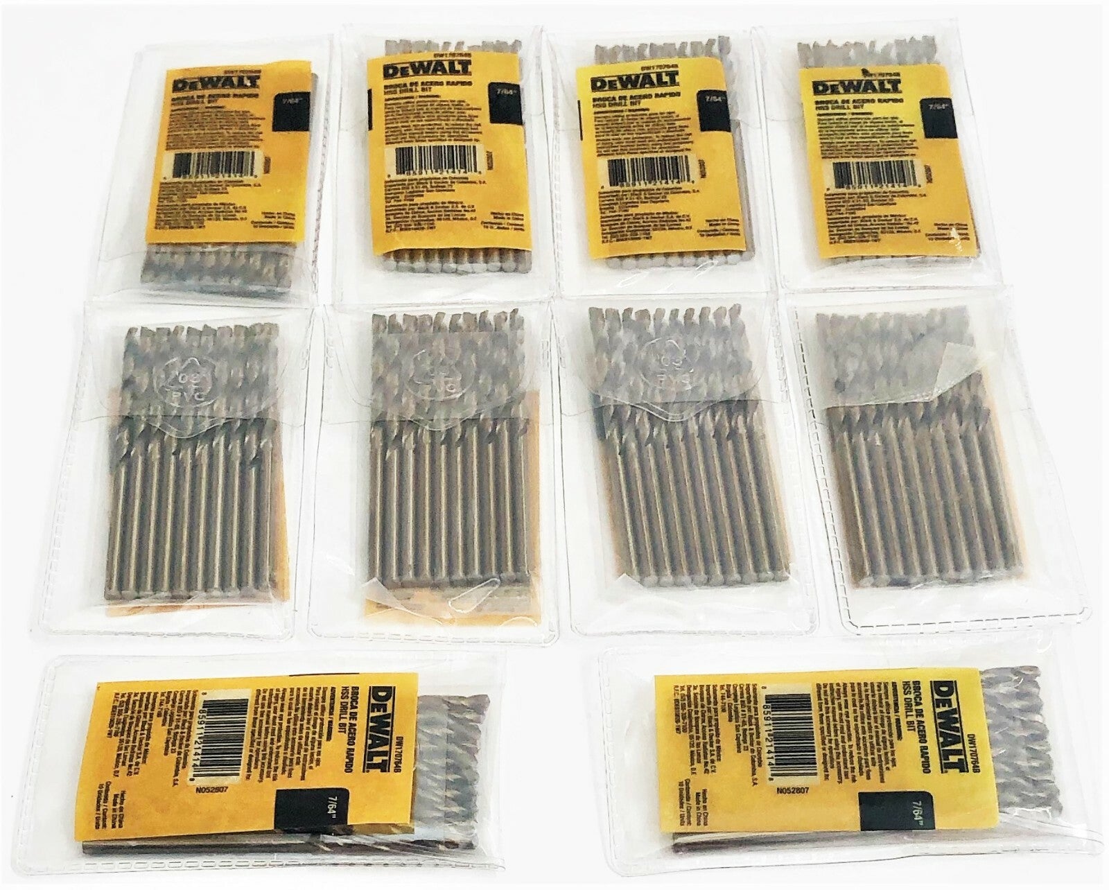 100 DEWALT 7/64" GOLD FERROUS HIGH SPEED STEEL DRILL BITS METAL HSS JOBBEROpens 