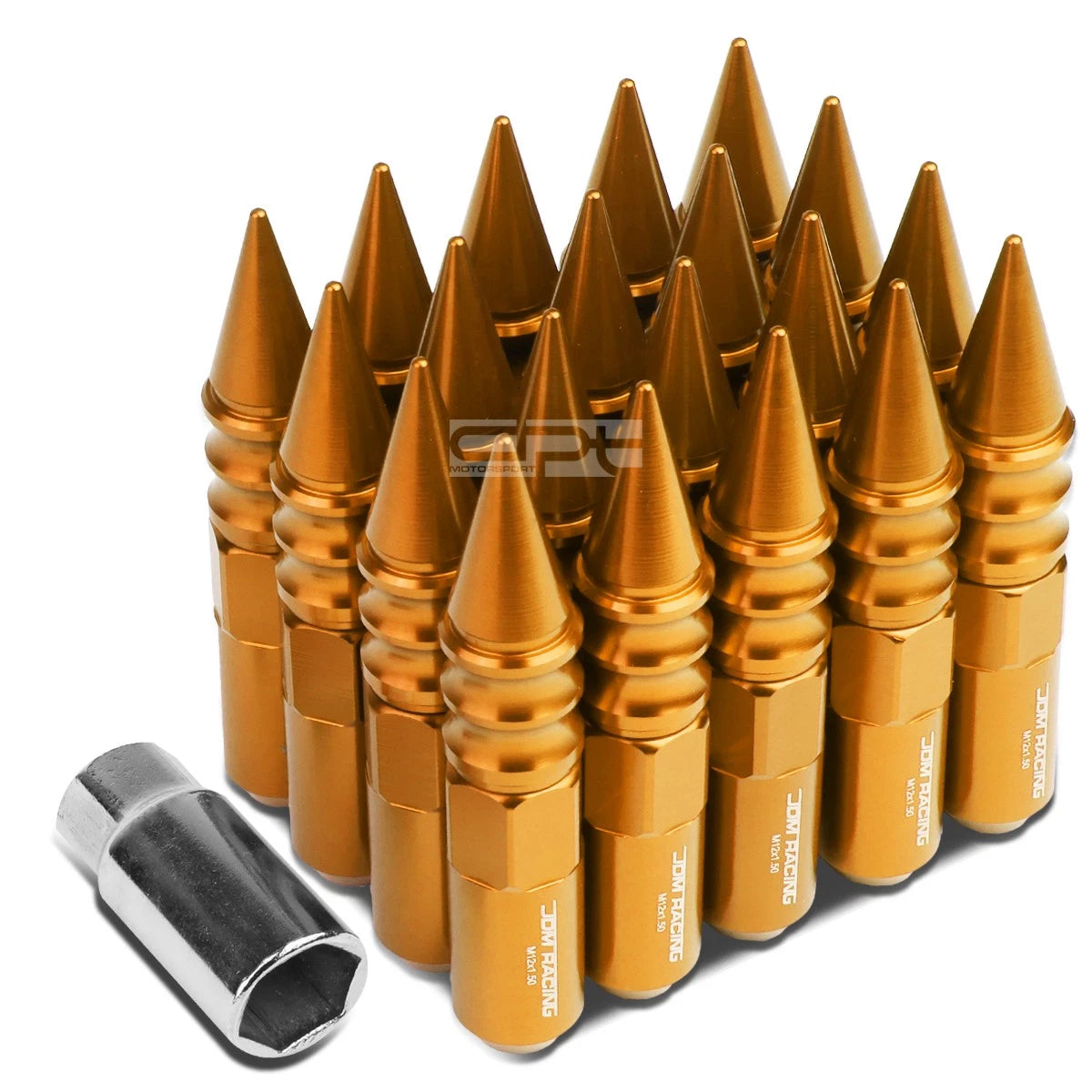 M12x1.5 107mm Tall 20mm Od Orange Aluminum Jdm Spiked Cap Lug