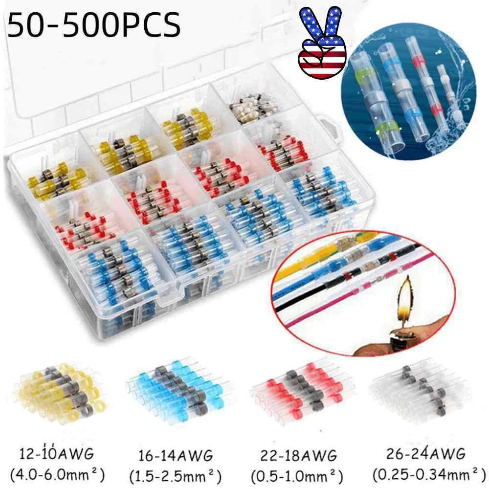 Solder Seal Sleeve Heat Shrink Butt Wire Connectors Waterproof