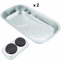 Lot of 2 Magnetic Tool Parts Tray - Stainless Steel