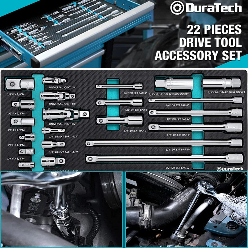 Duratech Drive Tool Accessory Set Socket Adapters Extension Bars