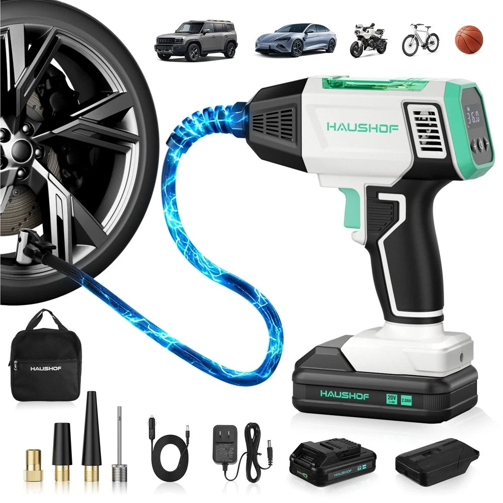 Haushof 20V Rechargeable 150PSI Cordless Tire Inflator Air Compressor