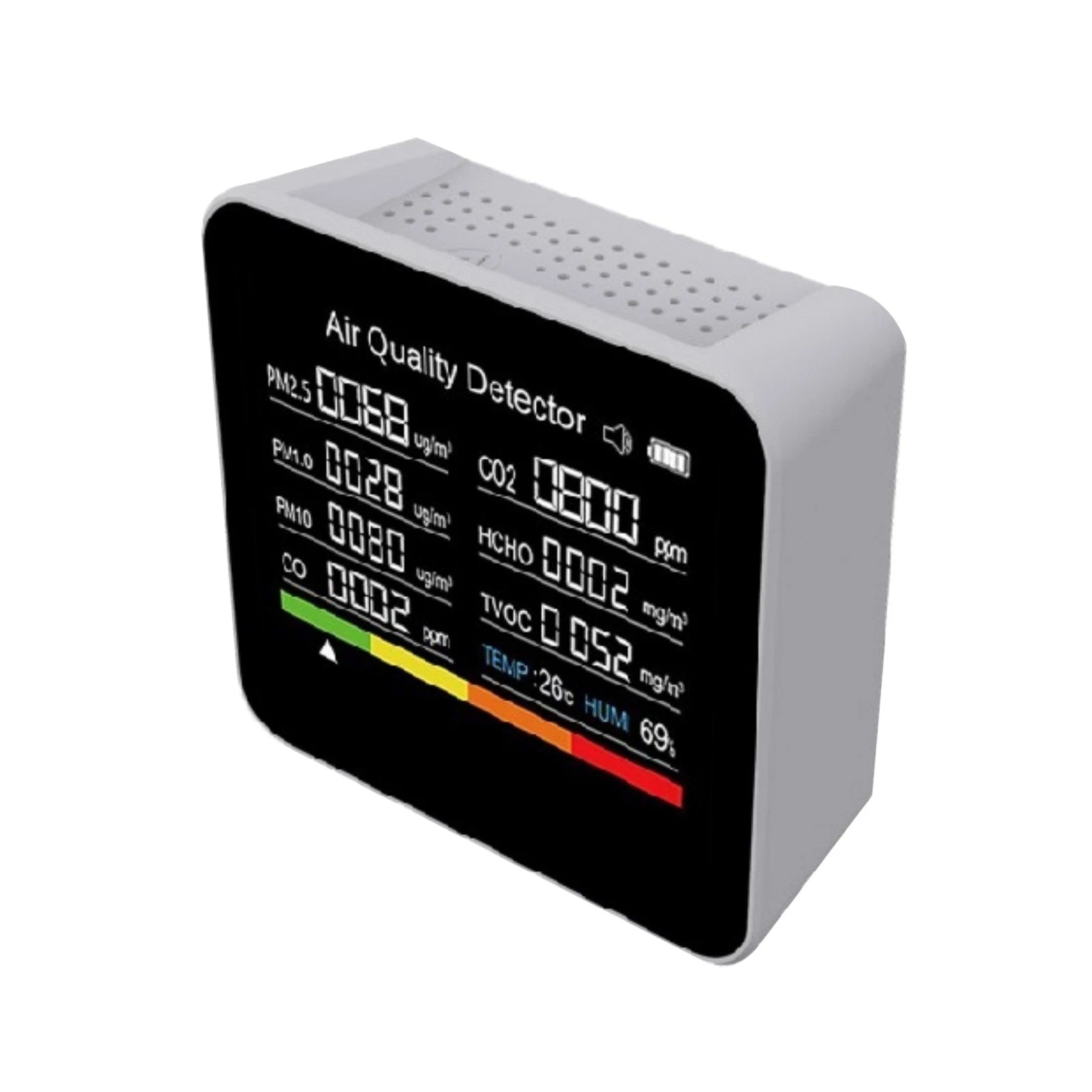 9-in-1 Air Quality Monitor Co2/pm2.5/tvoc<wbr/>/hcho Detector Led