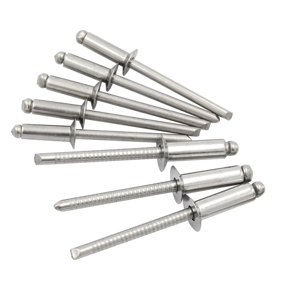 3/16" M4.8 Diameter Stainless Steel Countersunk Open End Blind Rivets