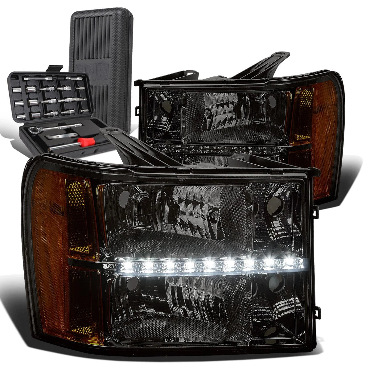 For 2007-2014 Gmc Sierra Led Drl Smoked Housing | Built Supply Co