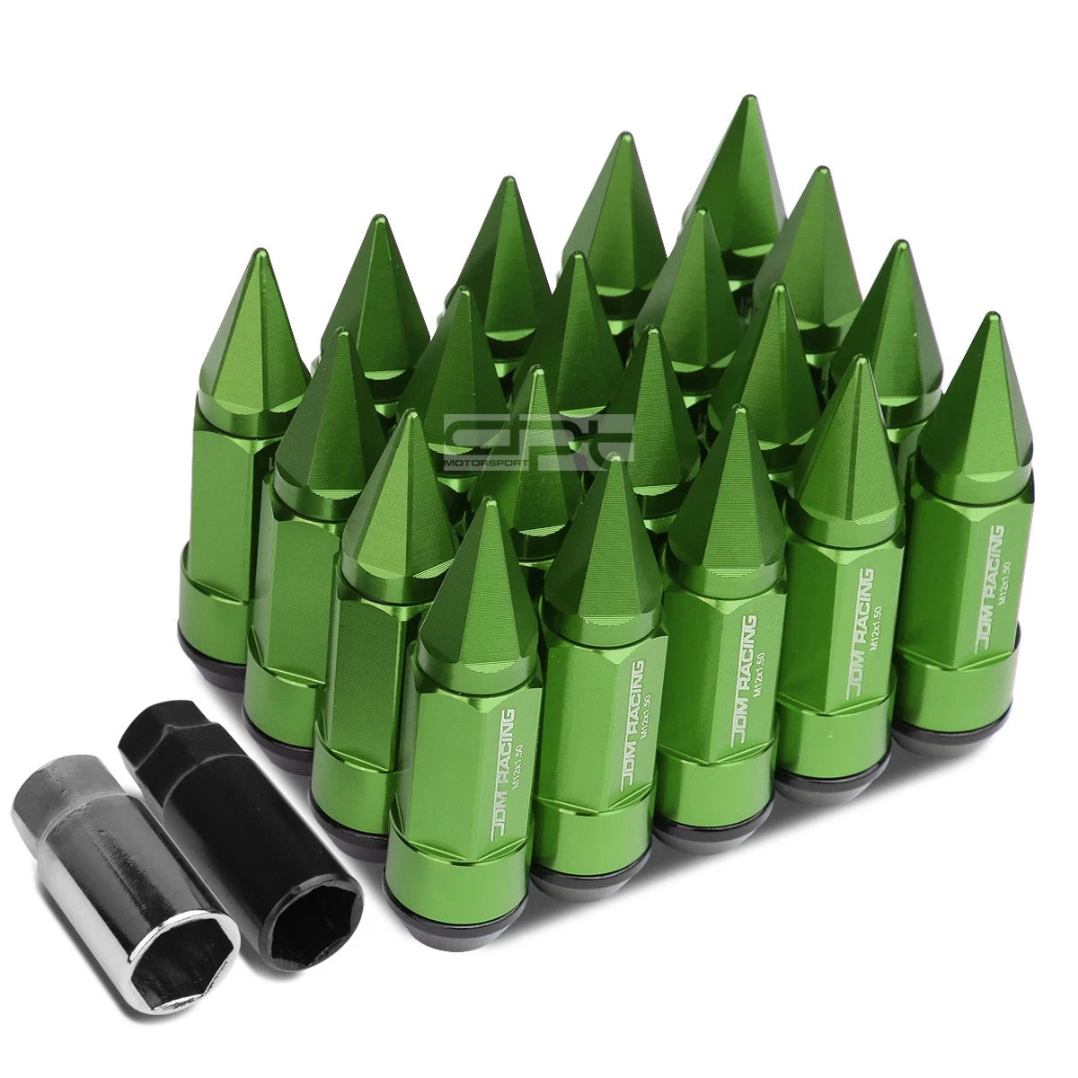 M12x1.5 83mm Tall 23mm Od Green Aluminum Jdm Lug Nuts With Caps+2