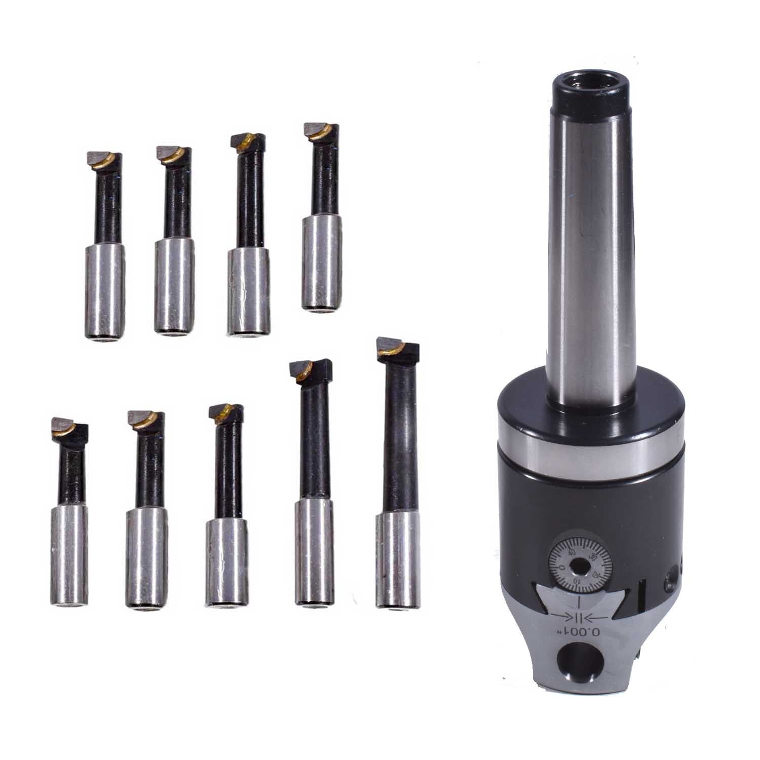 Mt2 50mm Boring Head With 9pcs 12mm Carbide Tips Set Usa Sell