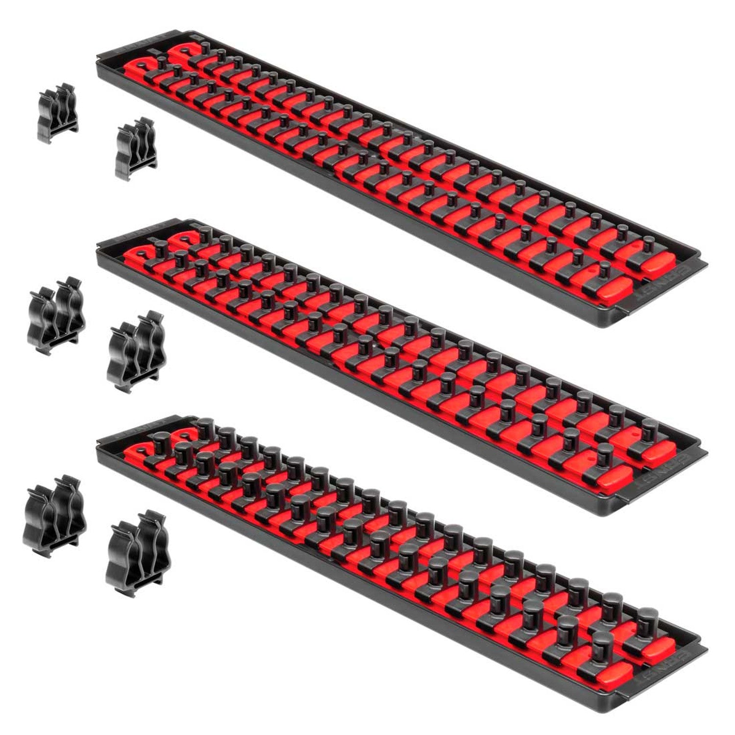 Ernst 8510 Socket Boss Storage Organiser Rail Combo Pack 18" Red by Ernst