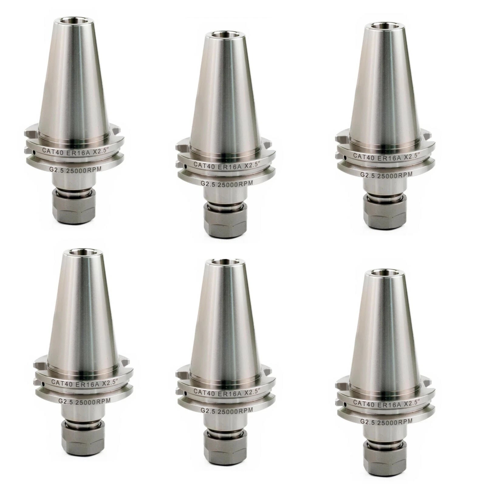 6PCS PRECISION 5/8-11 CAT40 ER16 2.5" COLLET CHUCK TOOL HOLDER CNC MILLING TOOL