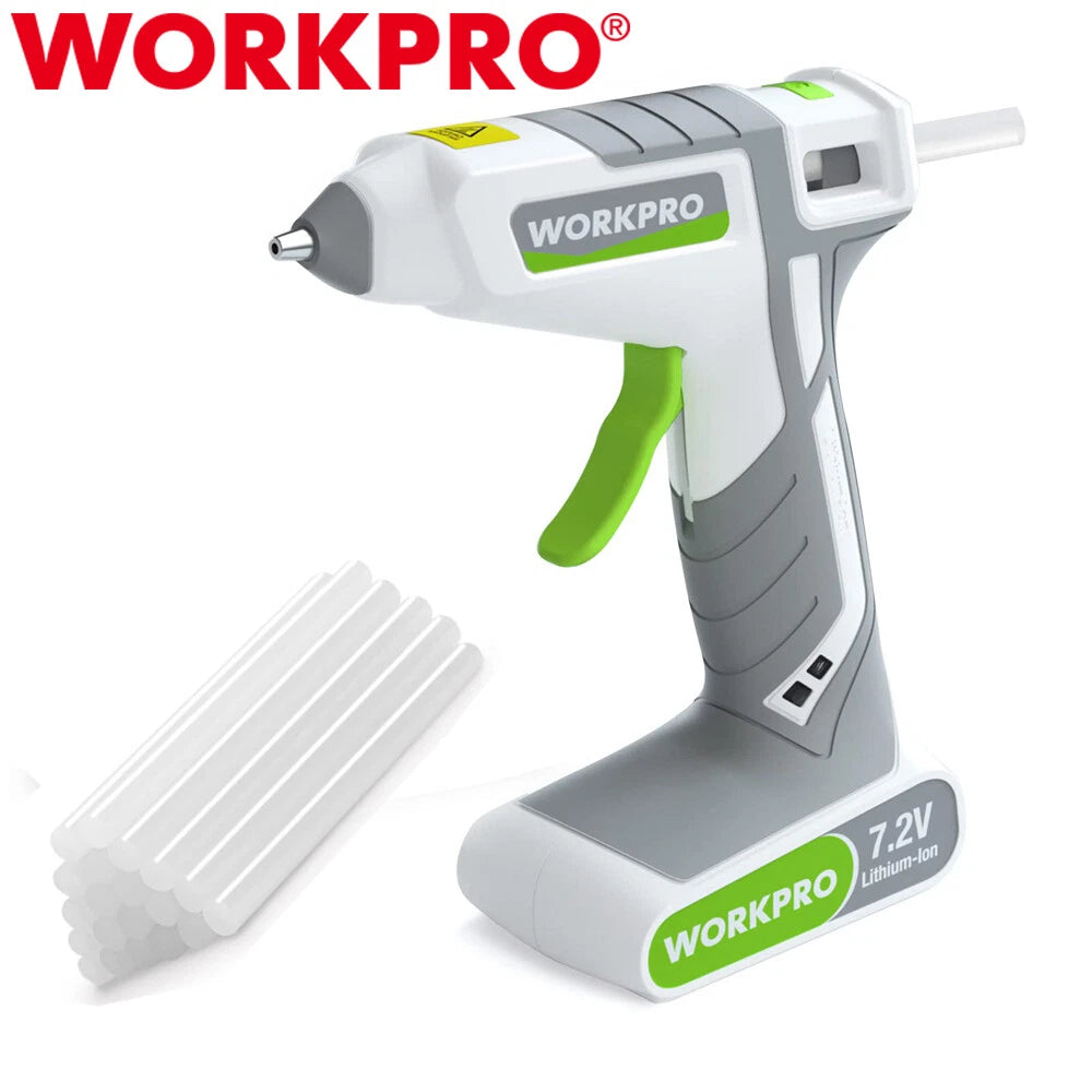 Workpro Cordless Hot Melt Glue Gun 7.2V Rechargeable Preheating Glue