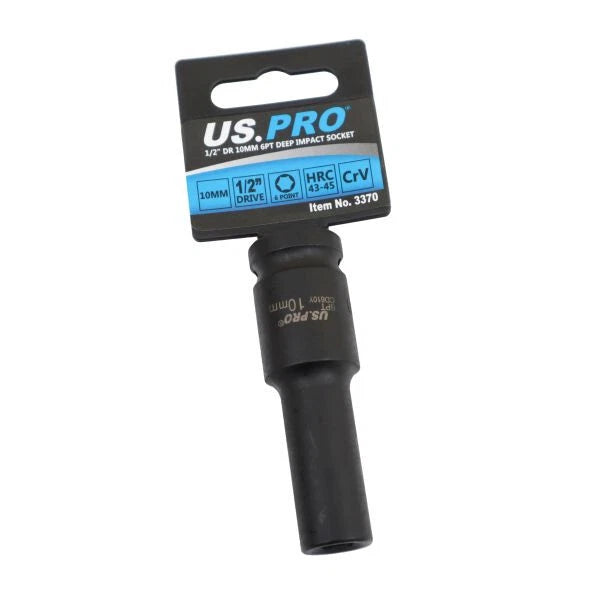 Us Pro 10mm 1/2" Drive Deep Impact Socket 6 Point Single Hex Design