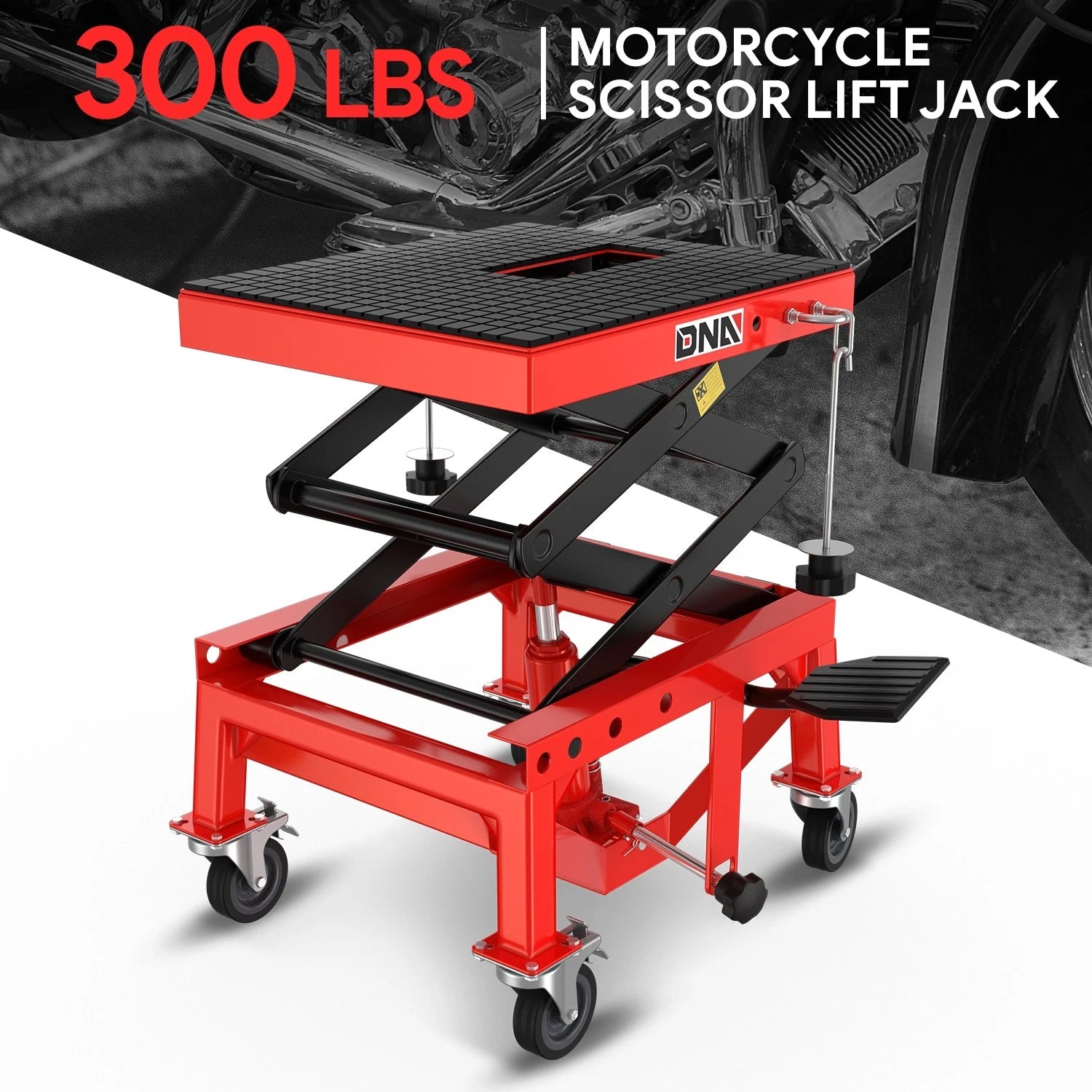 13.5"-34" 300lbs Capacity Hydraulic Red Motorcycle | Built Supply Co