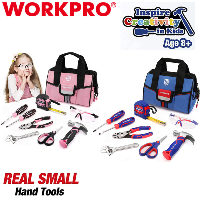 WORKPRO Kid Real Hand Tool Set Children DIY Building Junior Tool Kit