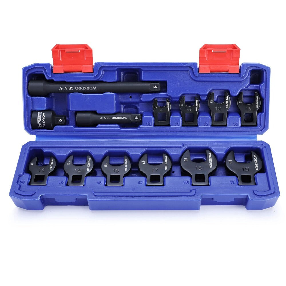 WORKPRO 3/8" Drive Crowfoot Wrench Set 13PCS Metric Crows Foot Wrench
