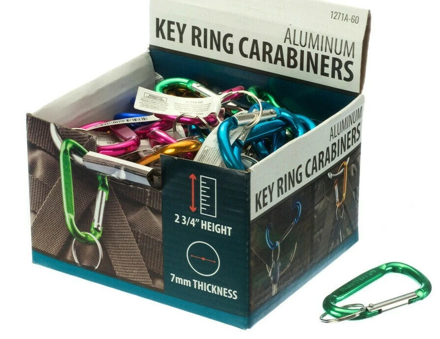 60 Multi Color 2.75" Aluminum Carabiner Snap Hook Link Keychain Quick