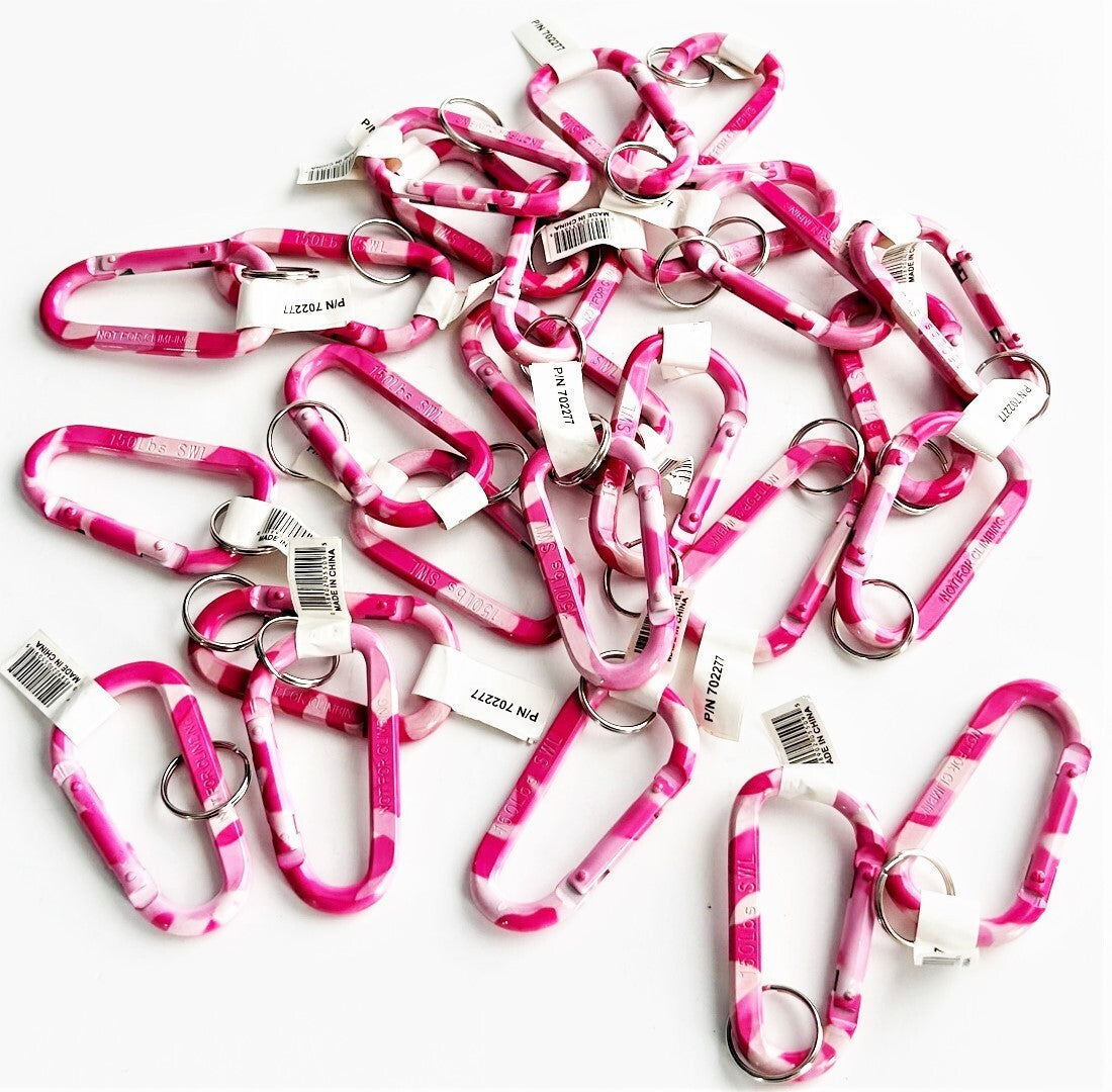 Pink Camouflage Aluminum Carabiner Snap Hook