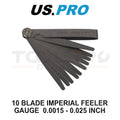 Us Pro Tools 10 Blade Imperial Feeler Gauge Measuring Tool