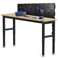 Workpro 72" Adjustable Workbench Rubber Wood Top With 16"x32" Metal