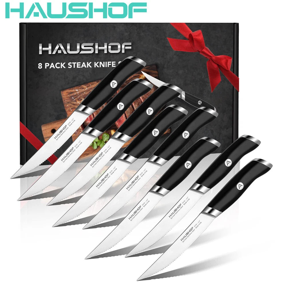 Haushof Steak Knives Set Stainless Steel Premium Serrated Steak Knife