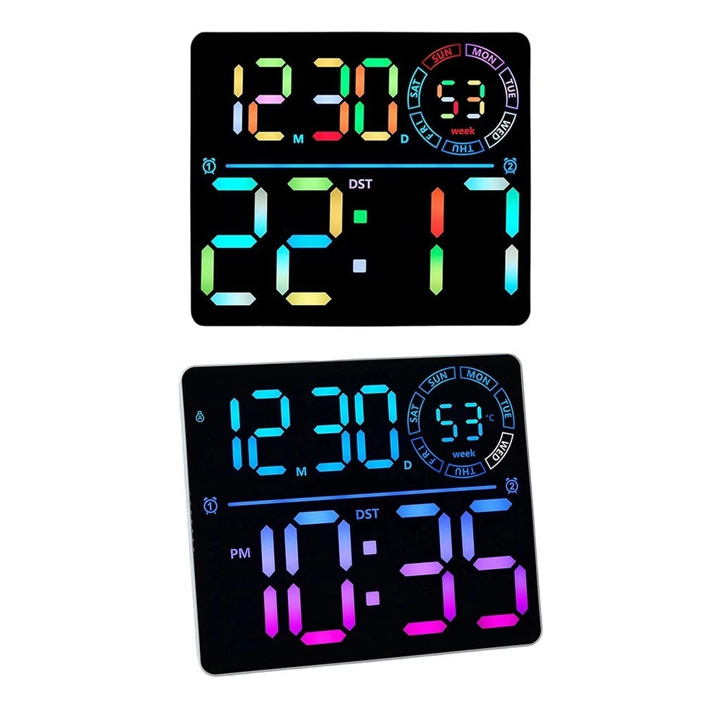 Rgb Color Changing Led Clock With Large Display For For Room Wall Or