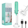HAUSHOF Handheld Electric Milk Frother for Whisk &amp; Coffee Foamer Wand with Stand