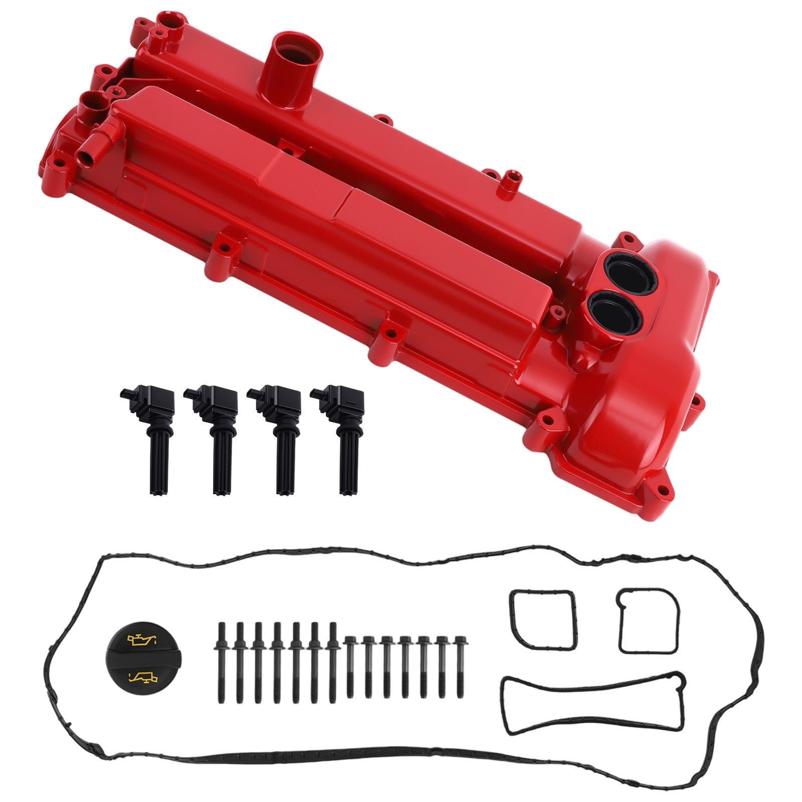 Valve Cover Kit + 4 Coils for Ford Mustang Focus Explorer 2.0L