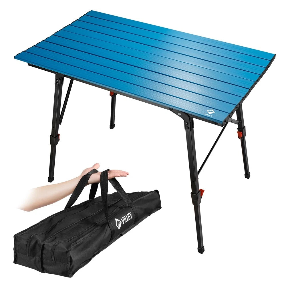 Portable Camping Table With Adjustable Leg Aluminum Folding Beach