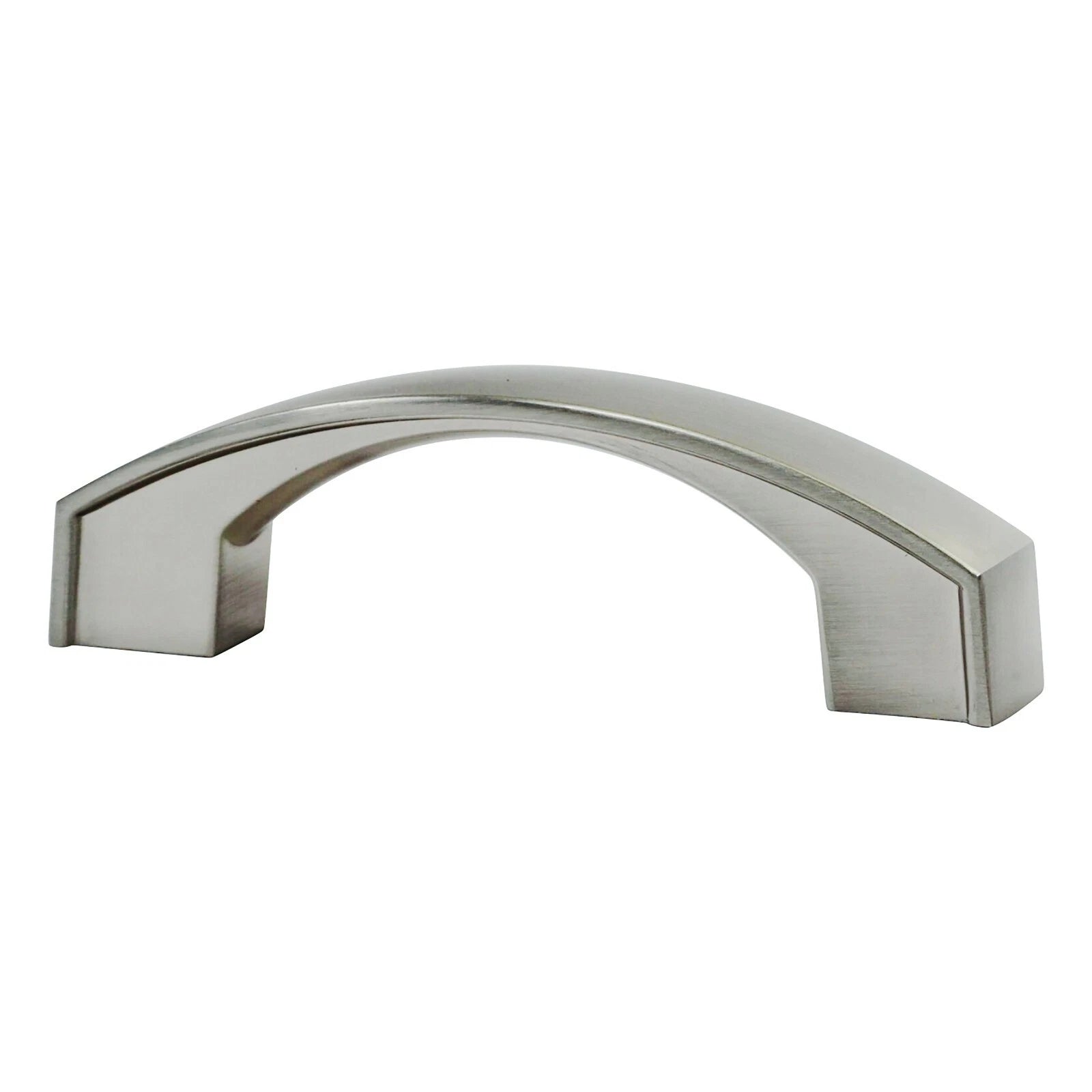 Bow Style 3 In Hole Center, 3-7/16 In Long Brushed Nickel Pull