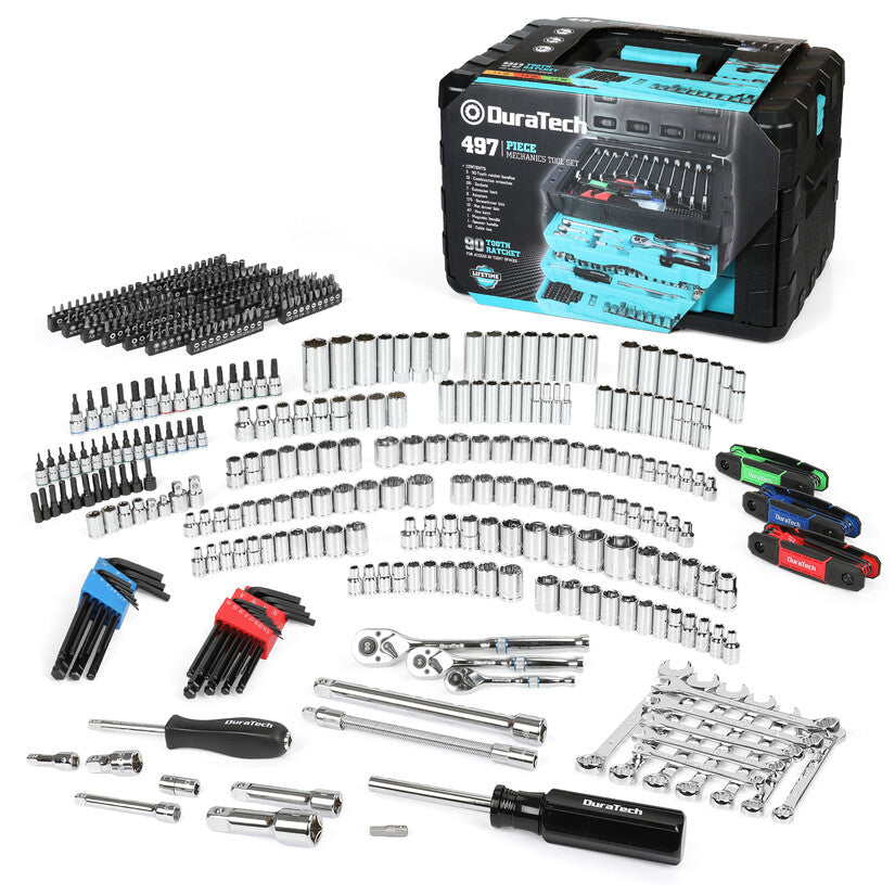 DURATECH 497 Piece Mechanics Tool Set Socket Wrenches SAE Metric W/3