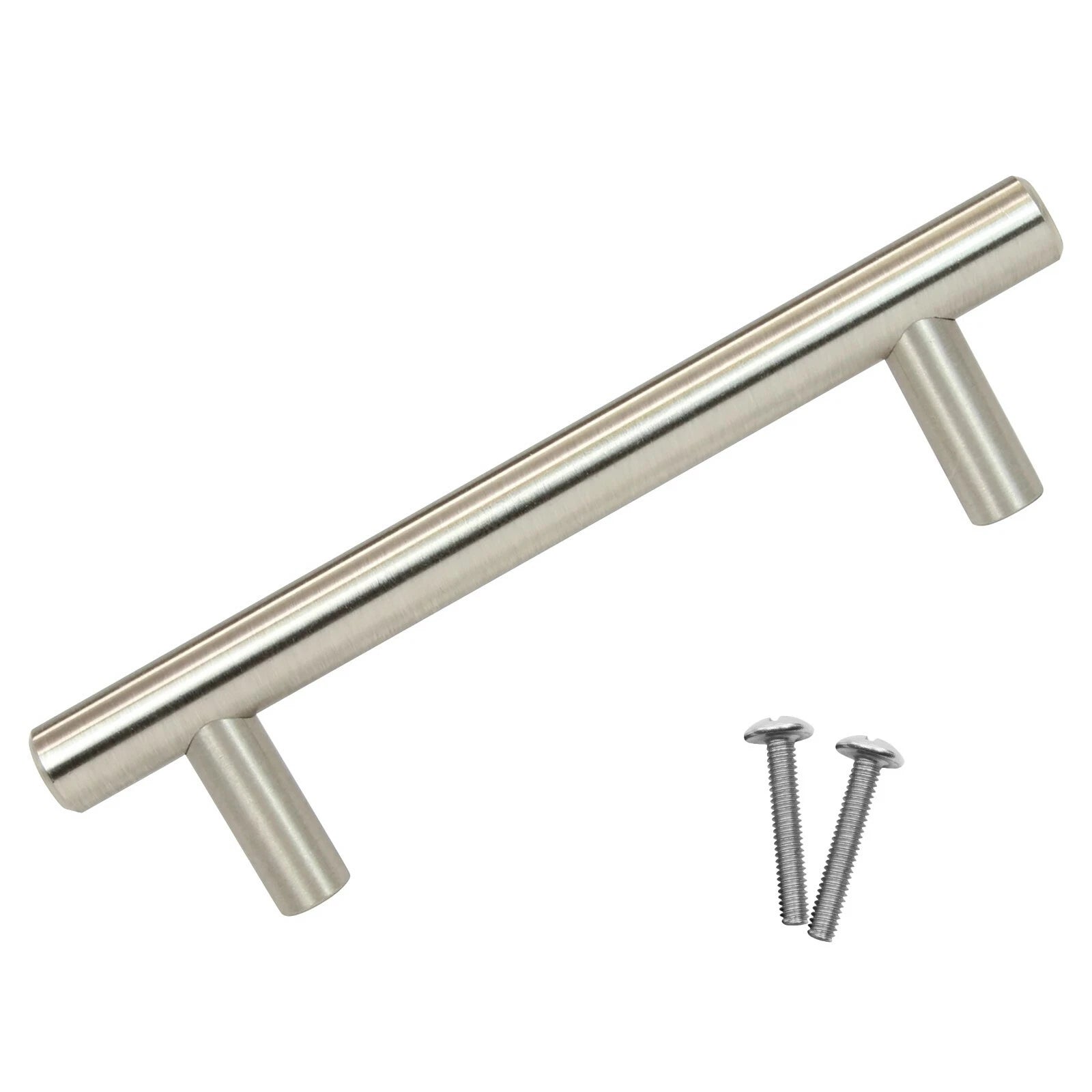 5 Pack 5-3/8" Length Euro Style Brushed Nickel Pull / Handle 3-3/4"