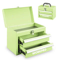 WORKPRO Mini Metal Tool Box Portable Tool Chest With 2 Drawers Lockable Latches