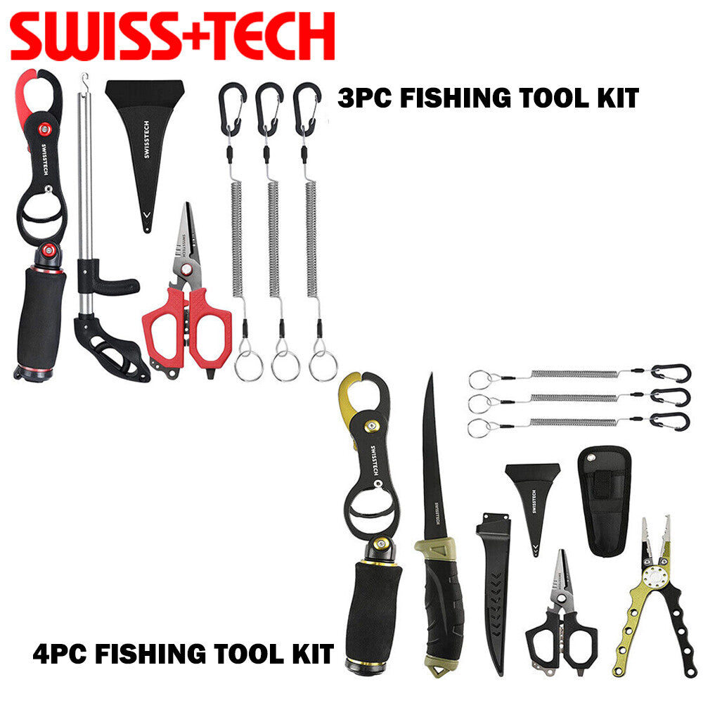 Swiss+Tech 3PC/4PC Fishing Tool Kit Fish Gripper Scale Fish Fillet