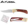 Flissa Pocket Folding Knife D2 Steel Ball Bearing Elegant Copper Wood