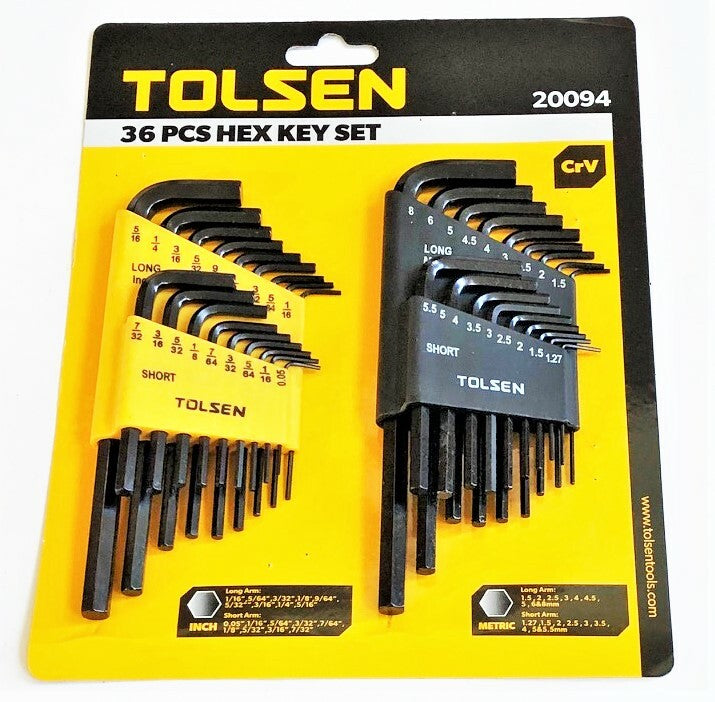 Tolsen CRV Long & Short Arm Allen Hex Key Set