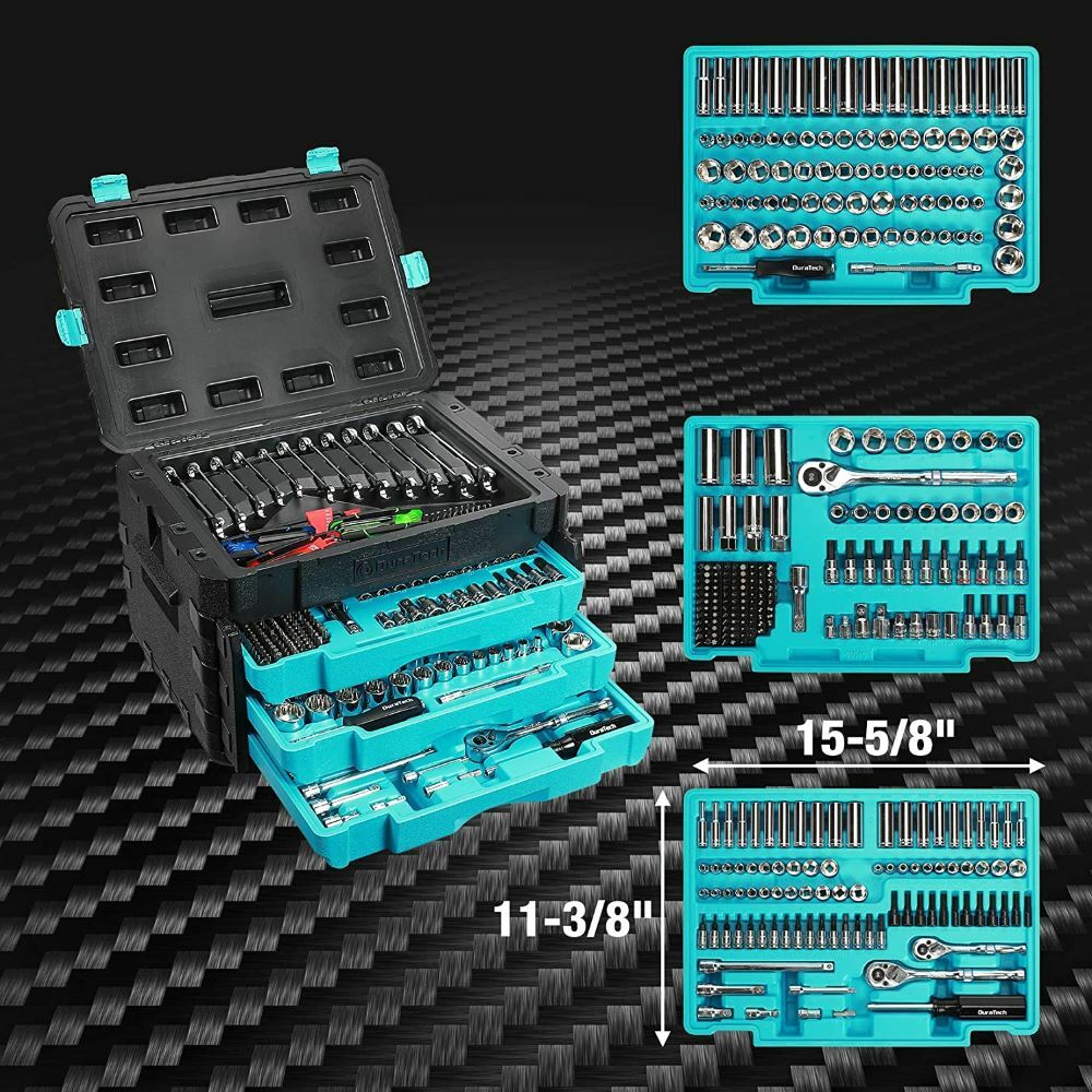 497-Pieces Mechanics Tool Set 3 Drawer SAE/Metric Sockets Wrench Heavy