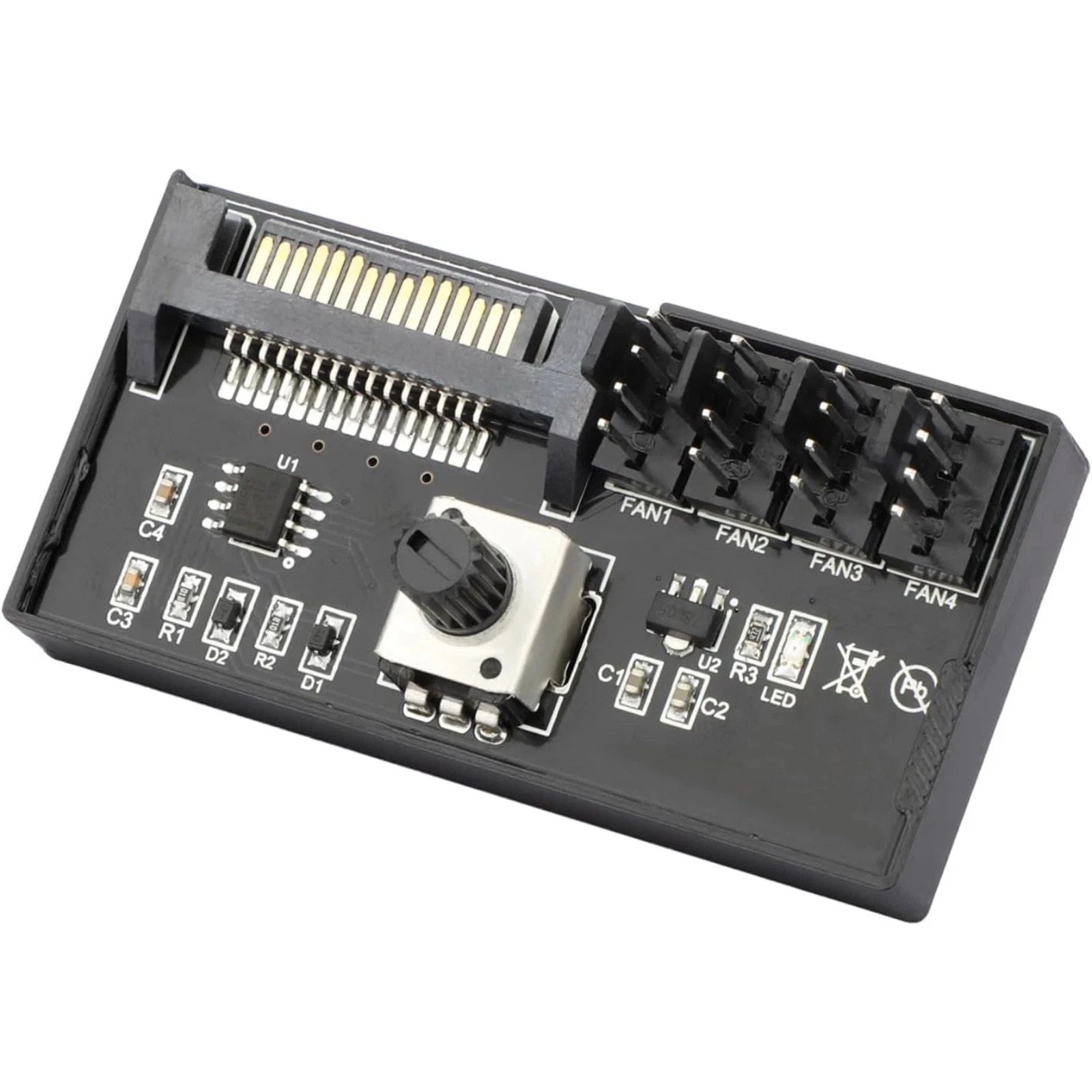 Sata Powered 4 Port Pwm Fan Controller Hub 12V 60W Adjustable Speed