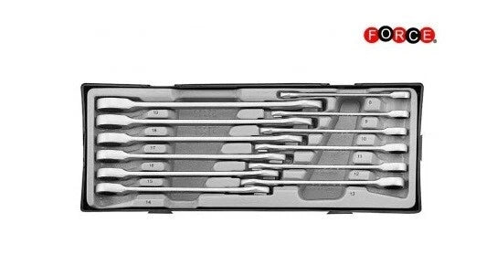 Force T51210 Flat 72 Teeth Gear 8-19mm Ratchet Spanner Wrench Set