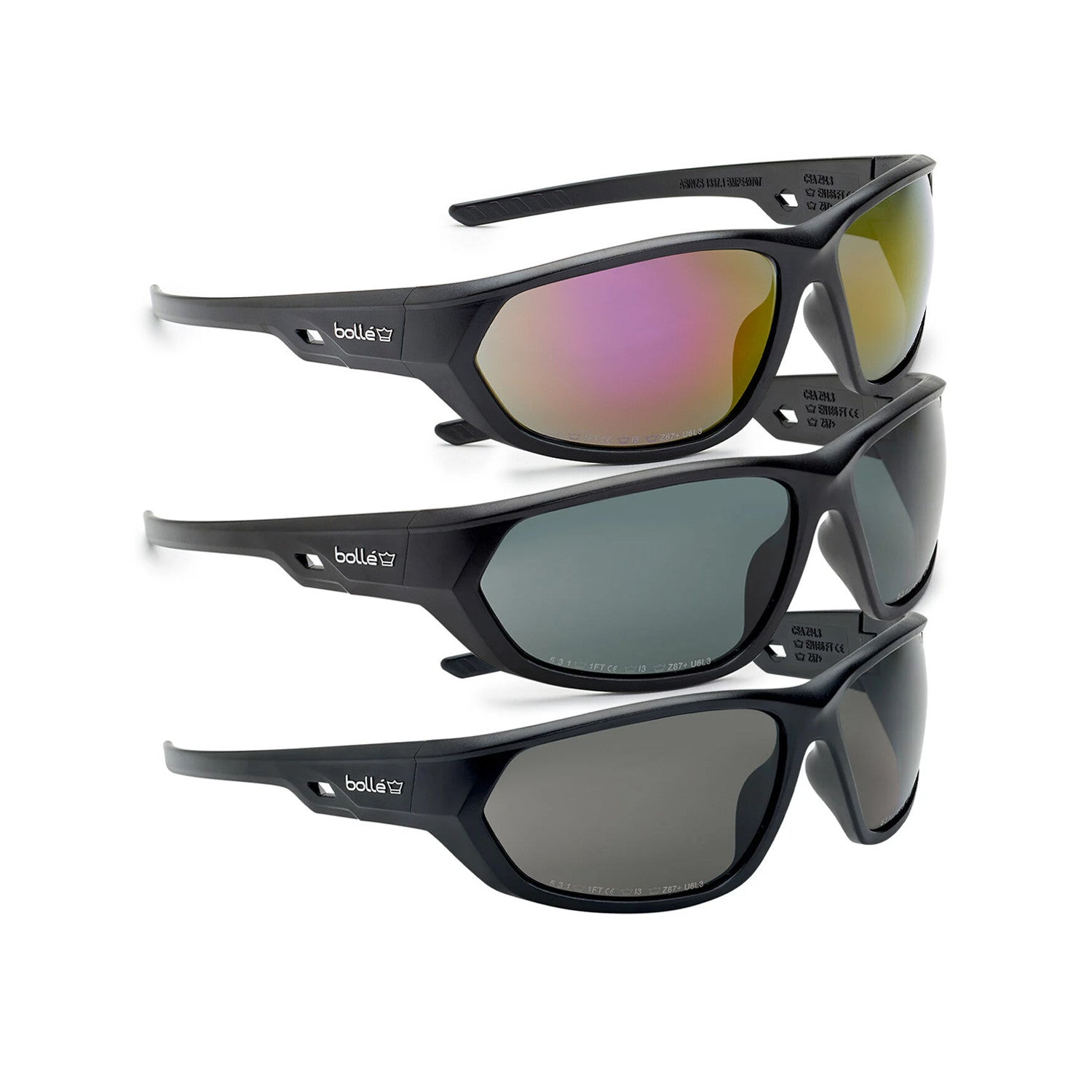 Bolle Safety Glasses KOMET Range Fire Flash, CSP Smoked Or Polarized