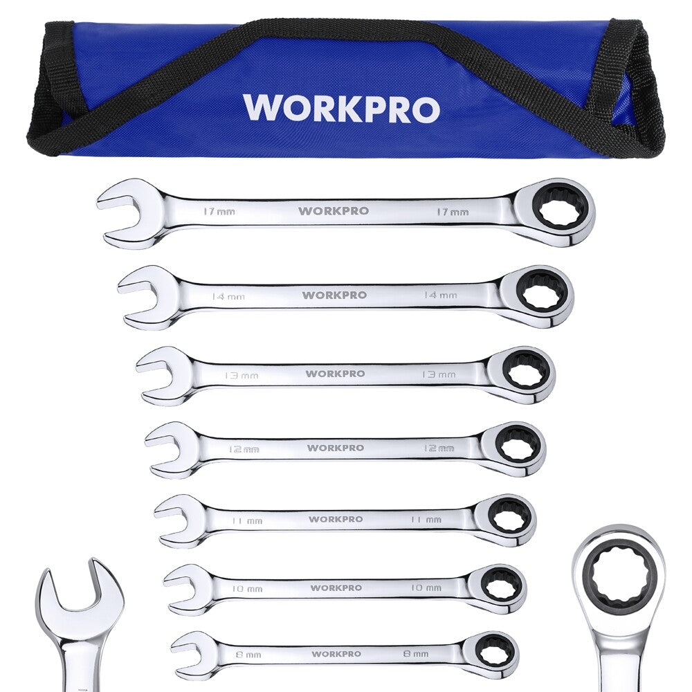 8mm-17mm Ratcheting Combination Wrench Set